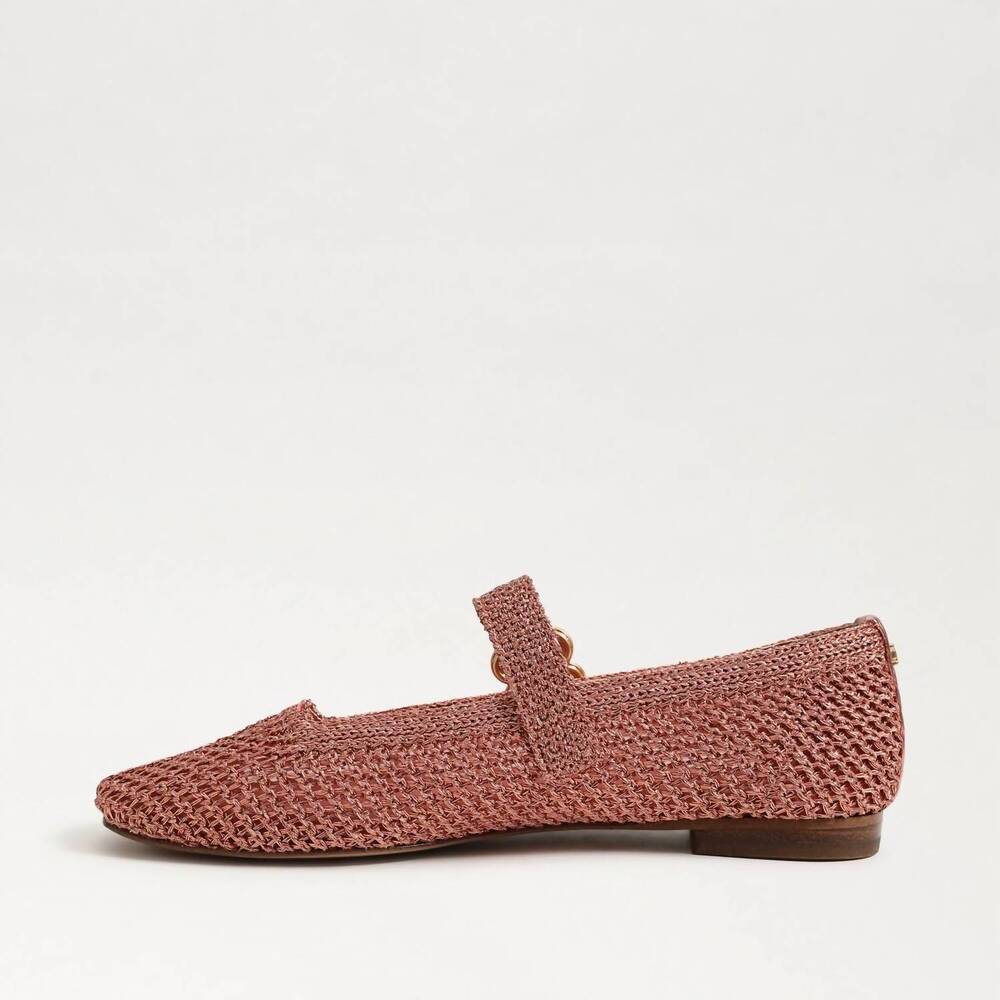 NEW SAM EDELMAN women's michaela knit mary jane flat in indie pink - Picture 3 of 7